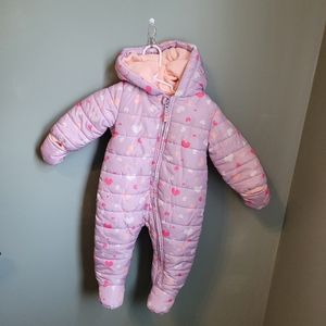 Lullaby Lane Infant Girls Fleece Lined One Piece Snowsuit Bunting Purple 6-9 M